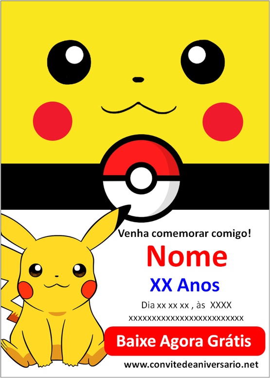 Convite Digital De Aniversário Pokémon