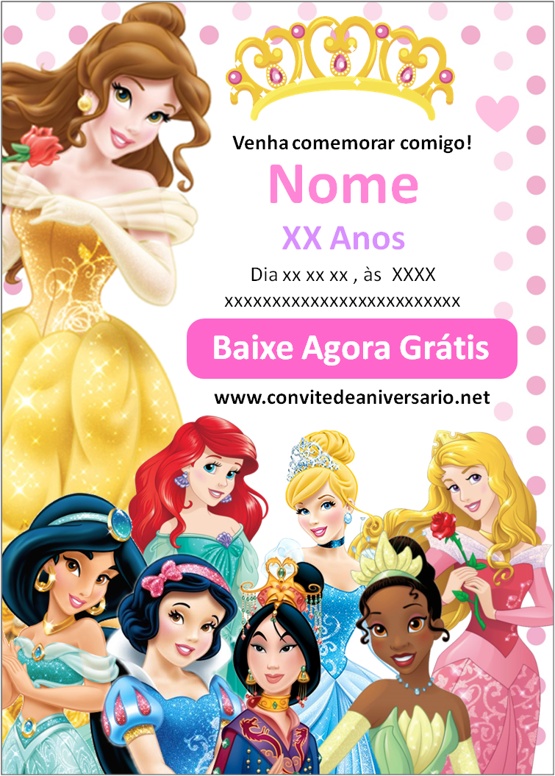 Convite Aniversário Princesas Disney