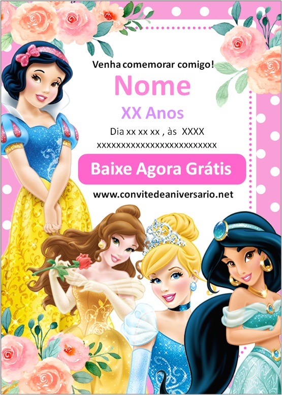 Convites Princesa Disney