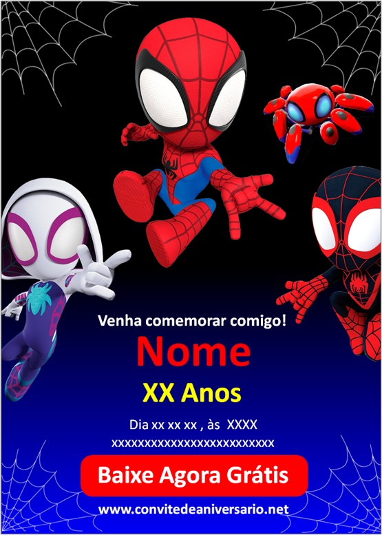 Convite Spidey E Seus Amigos Espetaculares convites