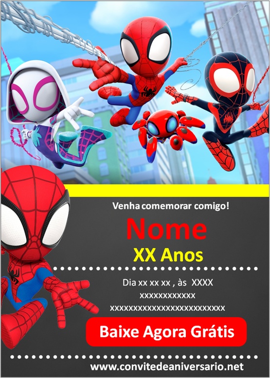 Grátis - Fazer convite online convite digital spidey amazing friends em  2023