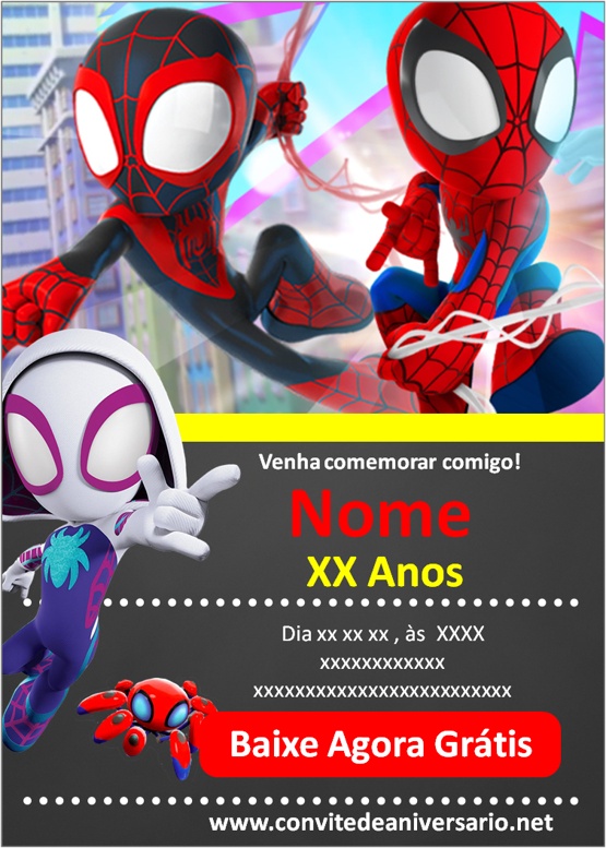 Convite Spidey E Seus Amigos Espetaculares convites