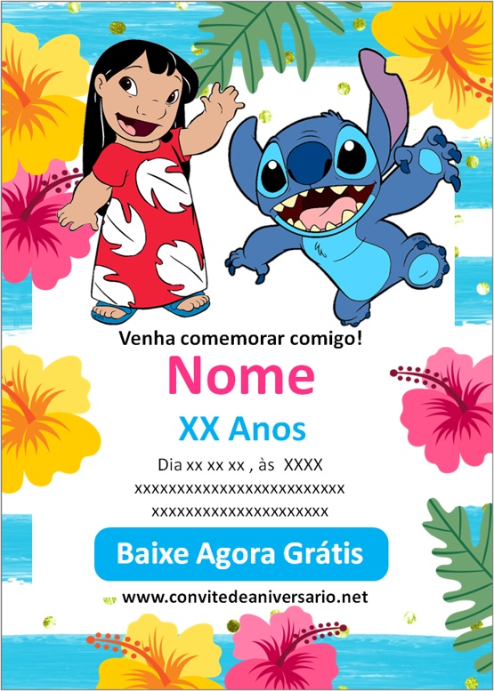 convite digital Lilo & Stitch