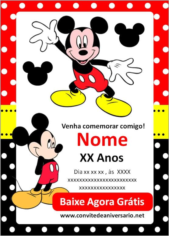 Convite Mickey Convites Convite Mickey Convites