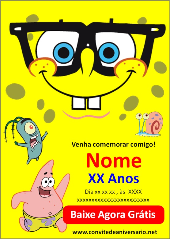 convite bob esponja para editar