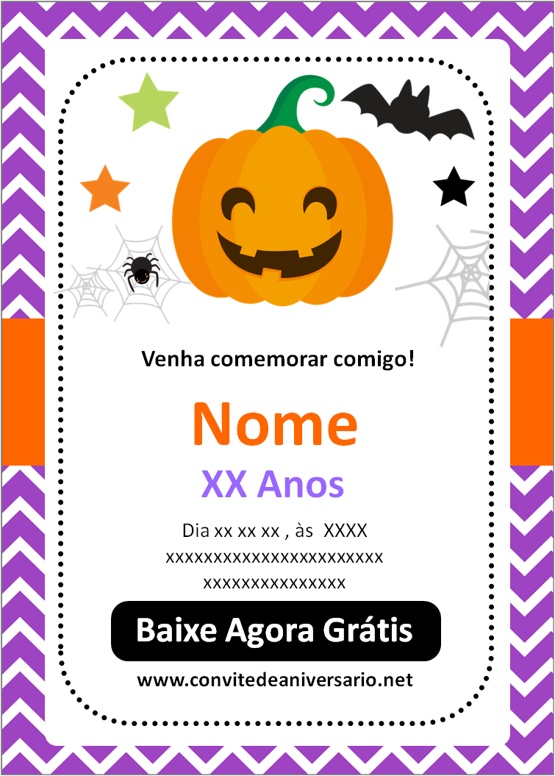 Convite Halloween para crianças de bruxas bonitas