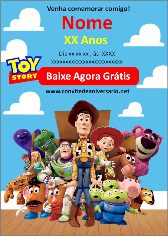 Convite online toy story editar grátis