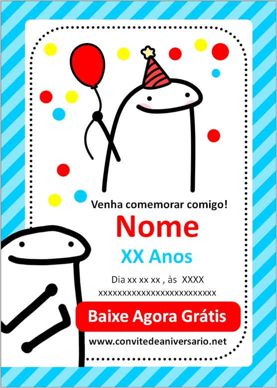 Convite flork, florks, flork meme, flork bolo, flork aniversario, boneco  flork - Edite grátis com nosso editor online