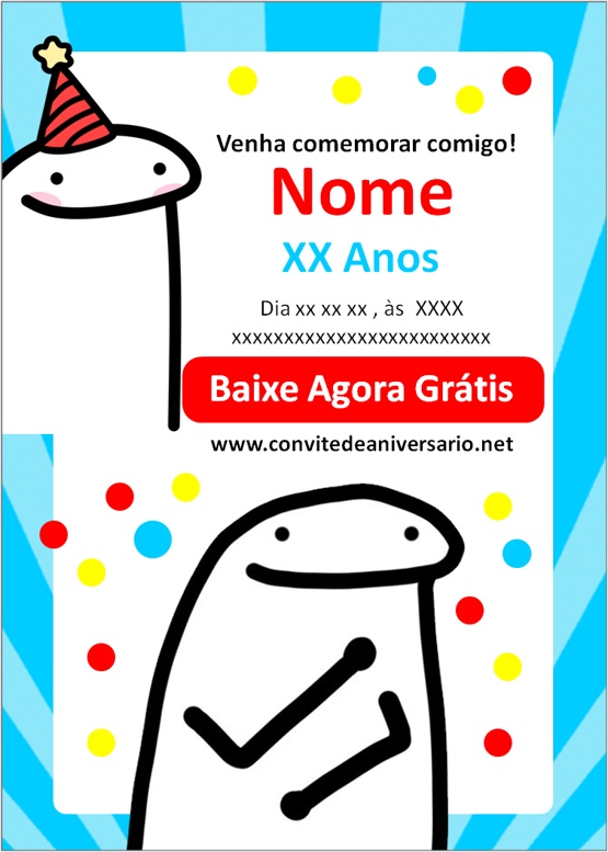 Convite flork meme, flork bolo, flork aniversario, meme, flork fofo - Edite  grátis com nosso editor online