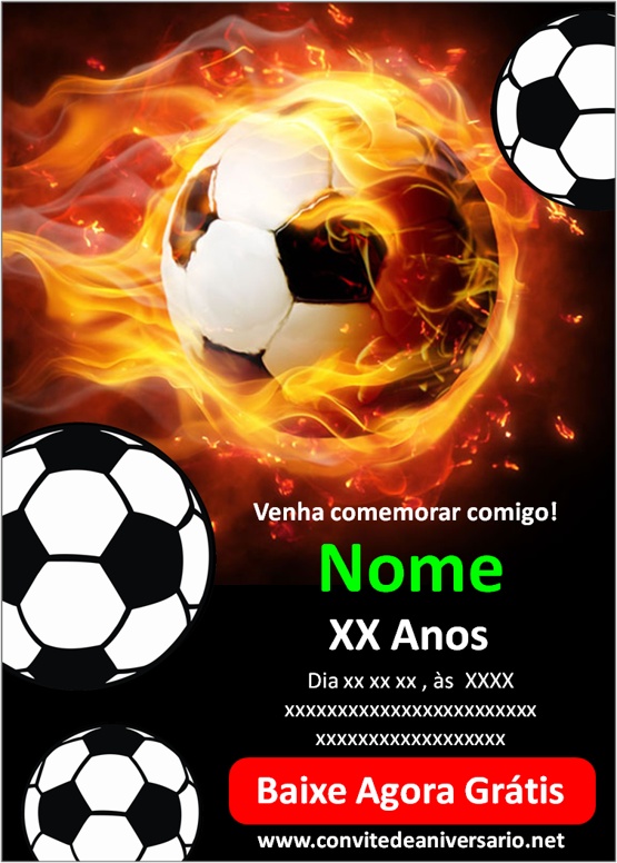 Convite online futebol editar grátis