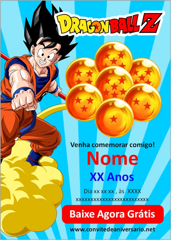 Convite digital dragon ball z goku