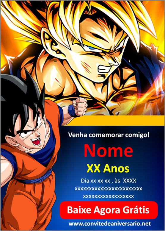 convite de aniversário do dragon ball z