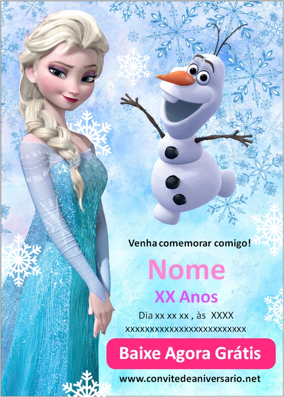 Convite aniversário frozen online para editar Edite Online