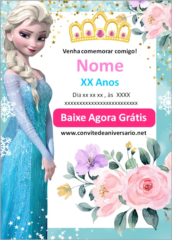 Convite online Frozen grátis para editar