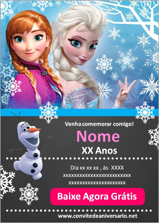 Convite Virtual - Aniversario tema Frozen  Frozen, Convites criativos,  Convite aniversário frozen