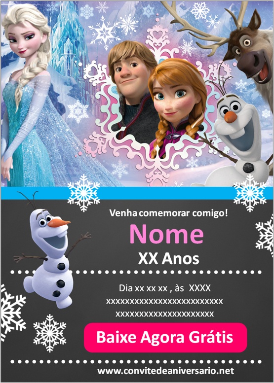 Convite Digital Frozen Virtual Online Whatsapp Aniversário