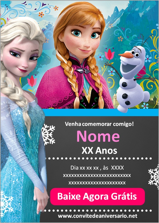 Convite De AniversÃ¡rio GrÃ¡tis Para Baixar Frozen