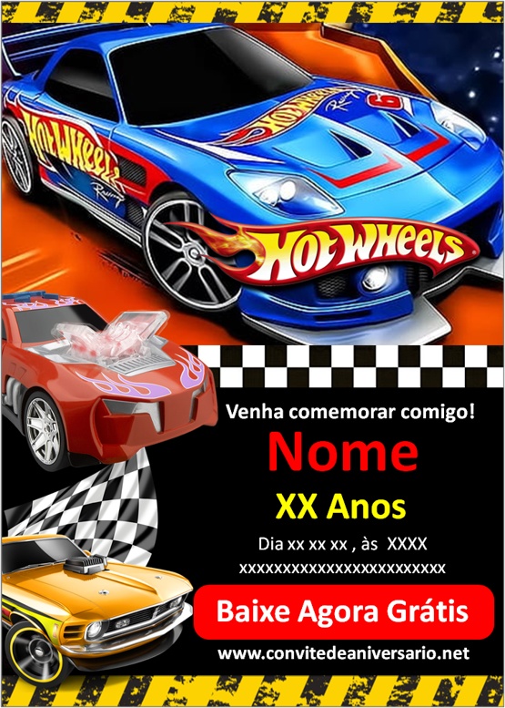 convite virtual hot wheels grátis