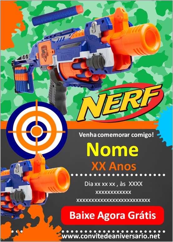 convite aniversario nerf