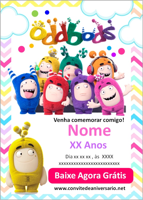 Convite Oddbods rosa