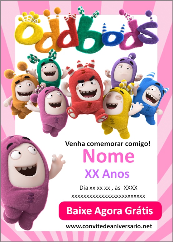 Convite aniversário oddbods menina