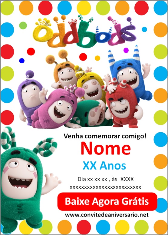 convite oddbods gratis