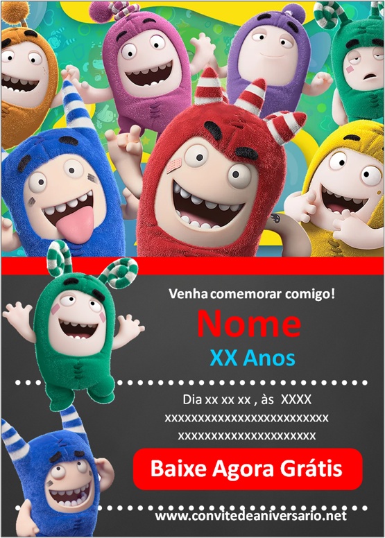 Convite aniversário oddbods