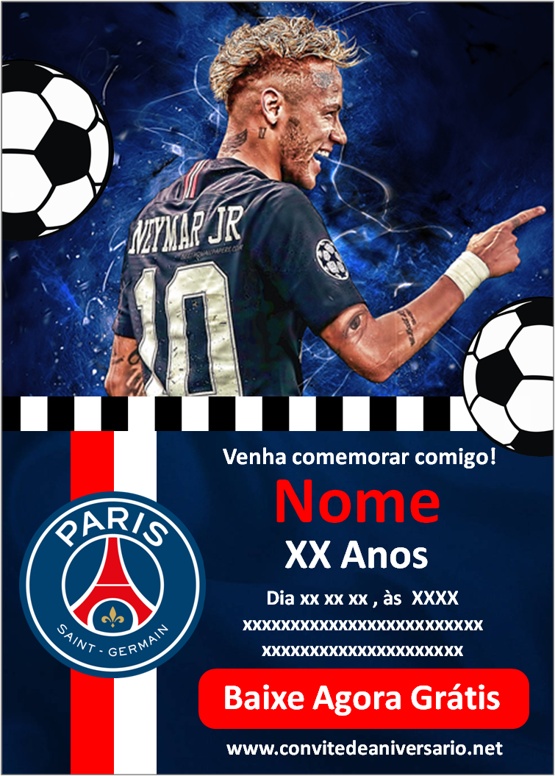 Convite de aniversário do PSG Neymar
