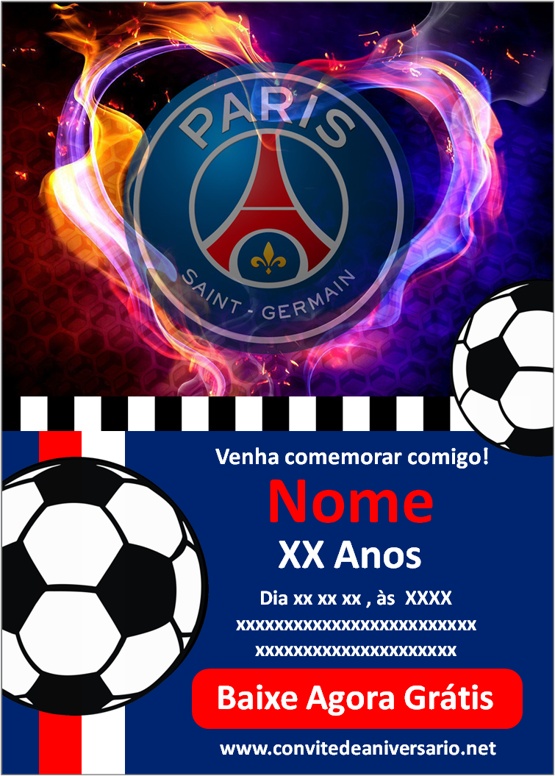 Convite online futebol editar grátis