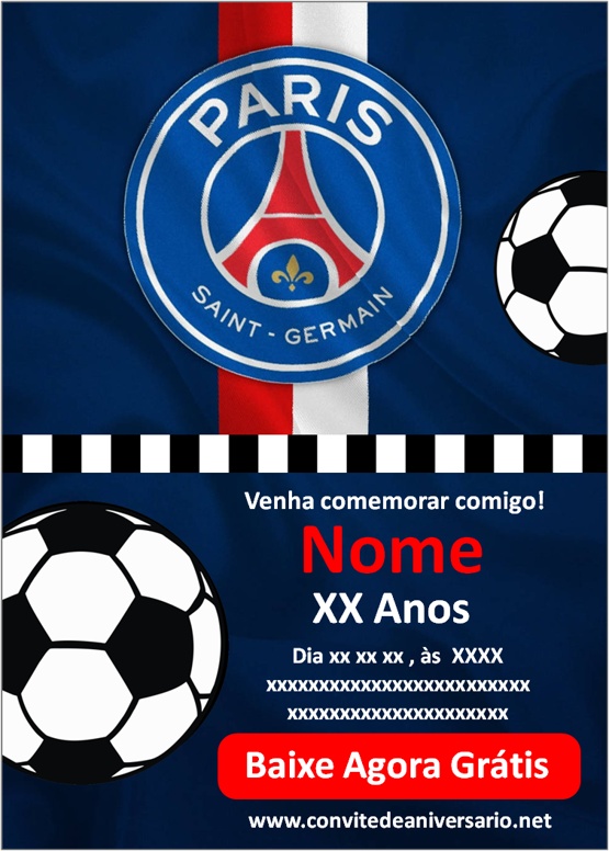 convite aniversario psg