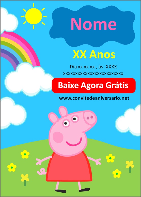 Convite Peppa Pig Princesa para imprimir