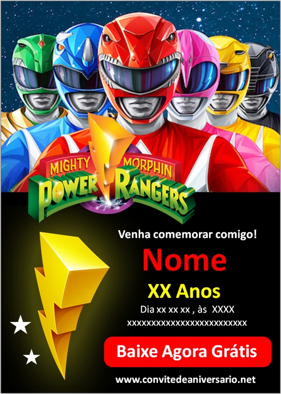 Convite Power Rangers