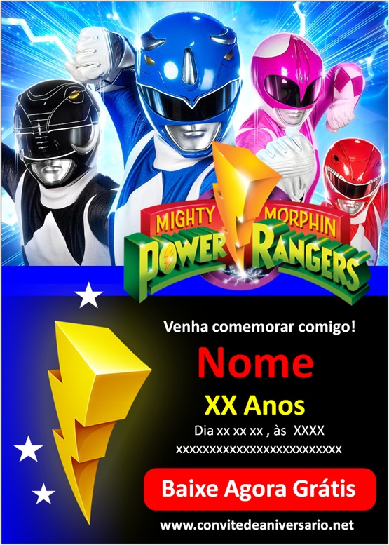 Convite digital power rangers