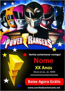 Convite POWER RANGERS para editar grátis [Digital]