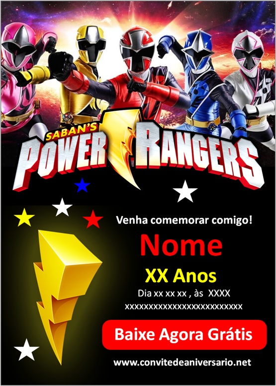 Convite Power Rangers gratis