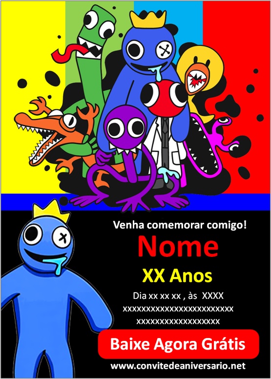 Capa de Caderno Rainbow Friends - Fazendo a Nossa Festa