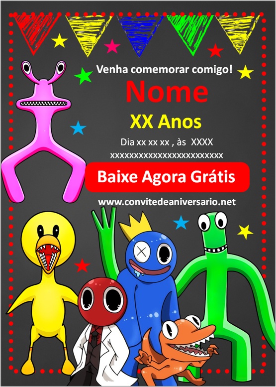 Criar convite de aniversário - Convite Roblox Vermelho