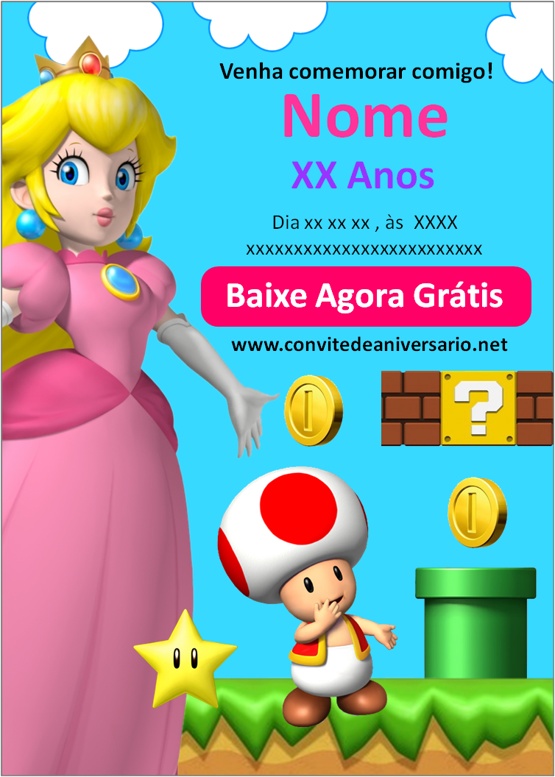 Convite virtual princesa peach