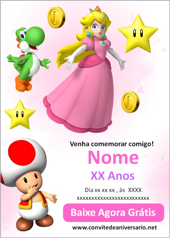 Fazer Convite de Aniversário para Whatsapp De Super Mario YoshiEdite Online