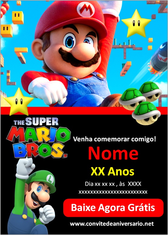 Convite Digital Super Mário