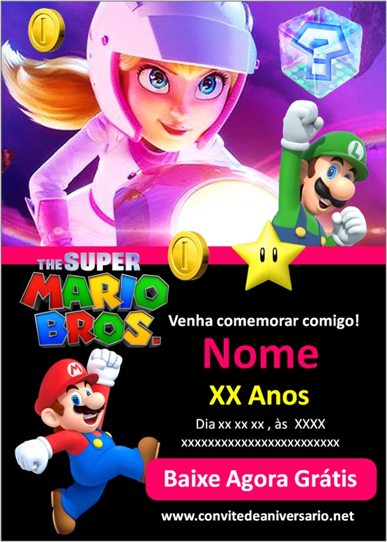 Fazer Convite de Aniversário para Whatsapp De Super Mario YoshiEdite Online