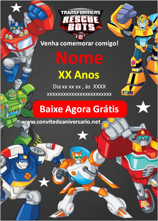 Convite Rescue Bots gratis