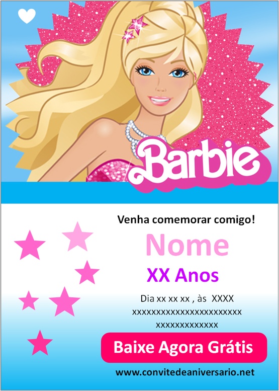 Convite De Aniversário Barbie Com Foto Edite Online