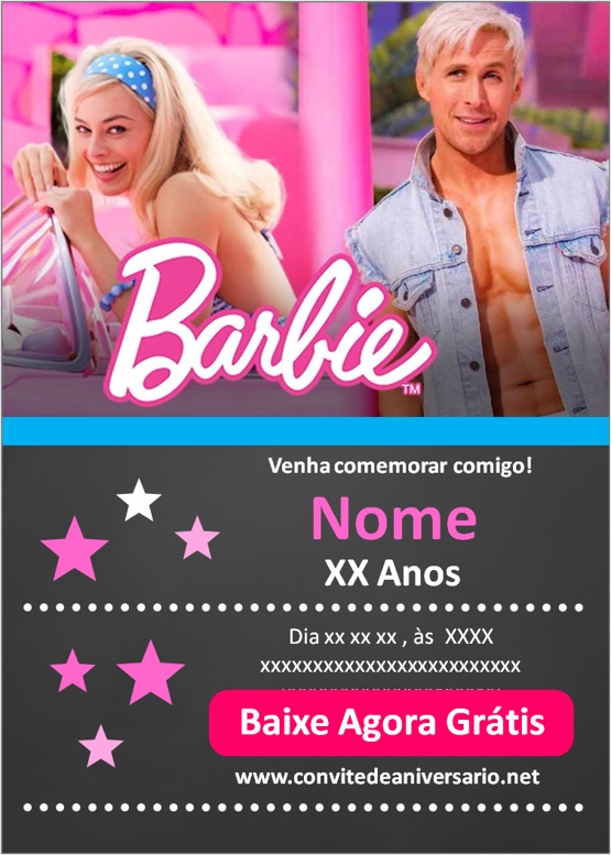 Criar convite de Barbie Party online grátis