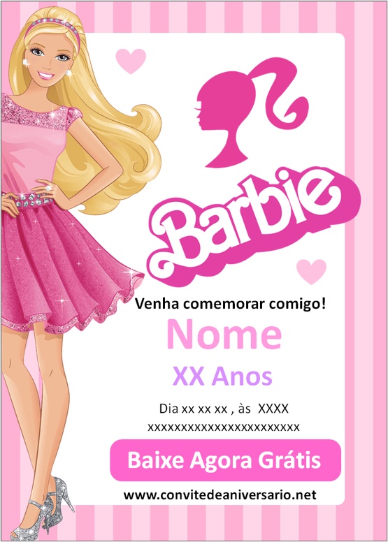 Criar convite de Barbie Rosa online grátis