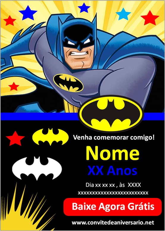 Convite Batman grátis para imprimir