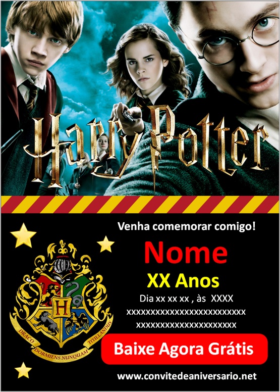 Convite online do harry potter edite grátis