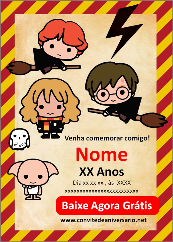 Convites de aniversário Harry Potter