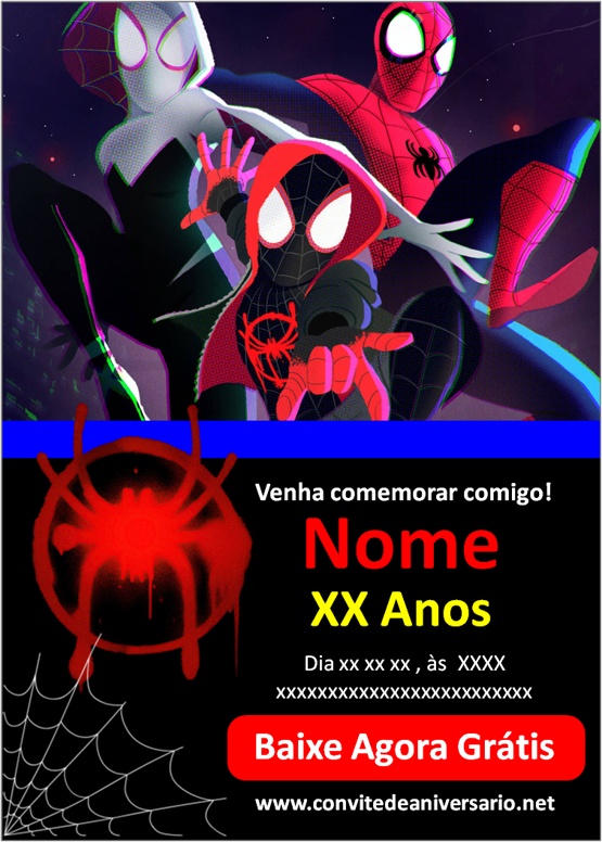 Convite Aniversário Homem Aranha Edite Online