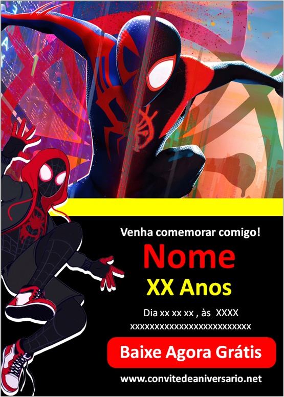 Convite digital homem - aranha - Edite grátis com nosso editor online